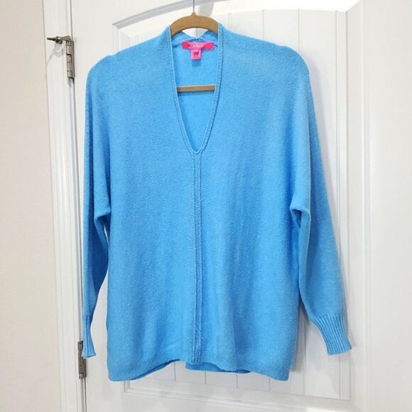 Lily Pulitzer: Womans Blue Sevie Dolman Sweater, Size Small - Picture 2 of 7